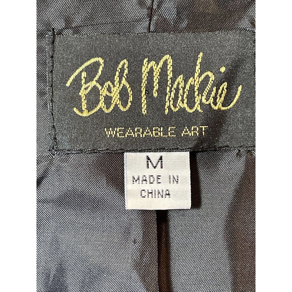 Bob Mackie Wearable Art Ladies M Lines Fleece Jacket Faux Fur Collar - Picture 4 of 7